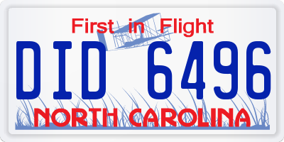NC license plate DID6496