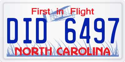 NC license plate DID6497