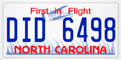 NC license plate DID6498