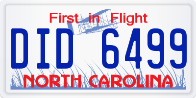 NC license plate DID6499