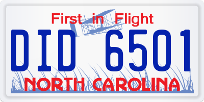 NC license plate DID6501