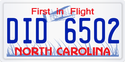 NC license plate DID6502