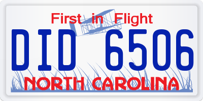 NC license plate DID6506