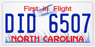 NC license plate DID6507