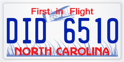 NC license plate DID6510