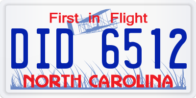 NC license plate DID6512