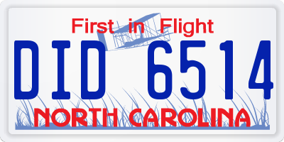 NC license plate DID6514