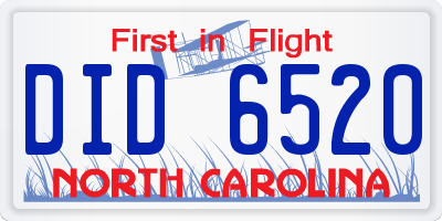 NC license plate DID6520