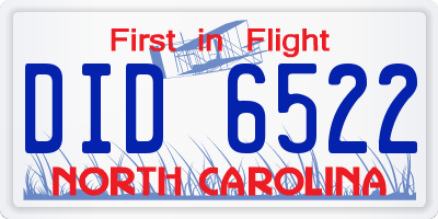 NC license plate DID6522