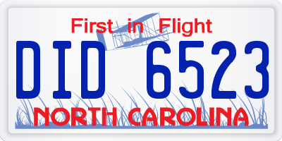 NC license plate DID6523
