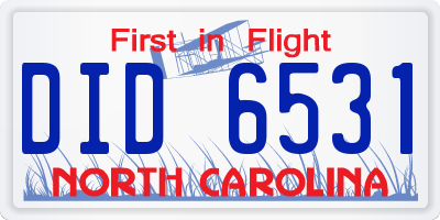 NC license plate DID6531