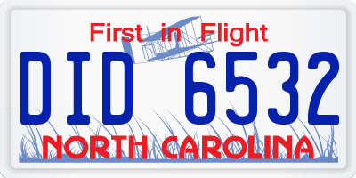 NC license plate DID6532