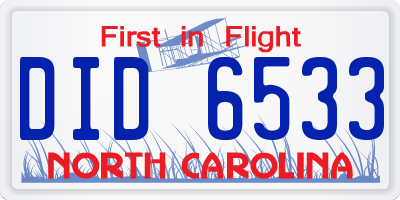 NC license plate DID6533