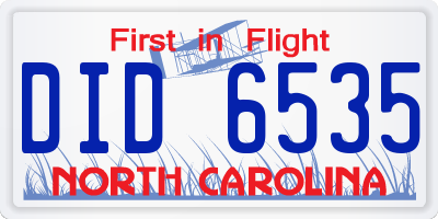 NC license plate DID6535