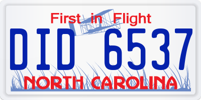NC license plate DID6537