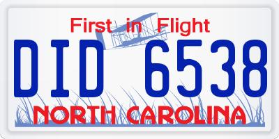 NC license plate DID6538