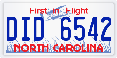 NC license plate DID6542