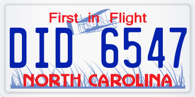 NC license plate DID6547