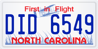 NC license plate DID6549