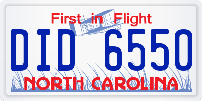 NC license plate DID6550