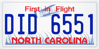 NC license plate DID6551