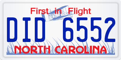 NC license plate DID6552
