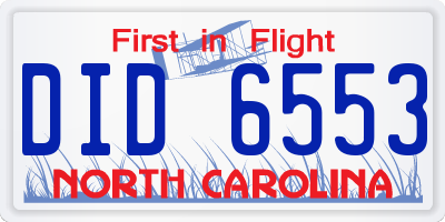NC license plate DID6553