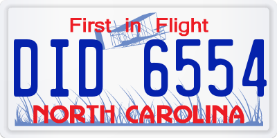 NC license plate DID6554
