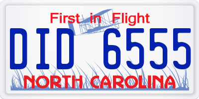 NC license plate DID6555
