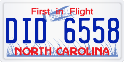 NC license plate DID6558