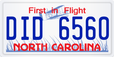NC license plate DID6560