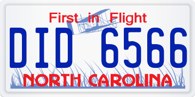 NC license plate DID6566