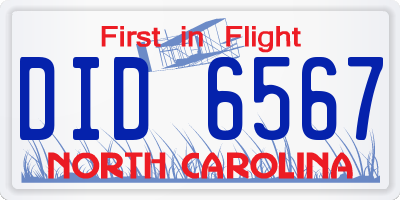 NC license plate DID6567