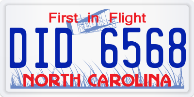 NC license plate DID6568