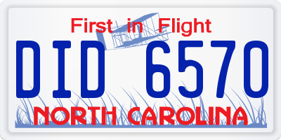 NC license plate DID6570
