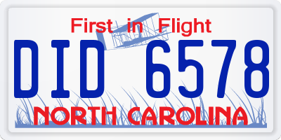 NC license plate DID6578
