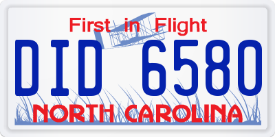 NC license plate DID6580