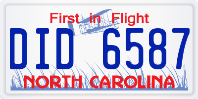 NC license plate DID6587