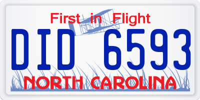 NC license plate DID6593