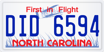 NC license plate DID6594