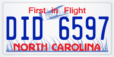 NC license plate DID6597