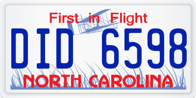 NC license plate DID6598