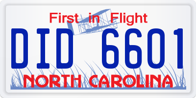 NC license plate DID6601