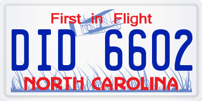 NC license plate DID6602