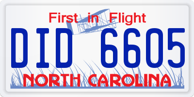 NC license plate DID6605