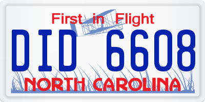 NC license plate DID6608