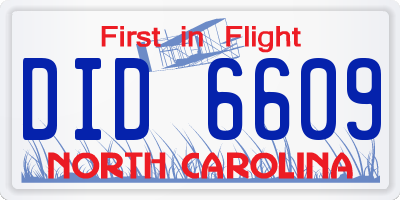 NC license plate DID6609