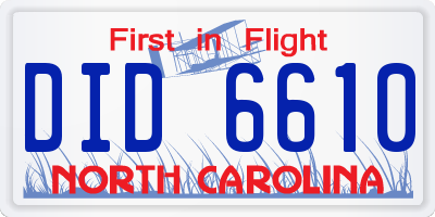 NC license plate DID6610