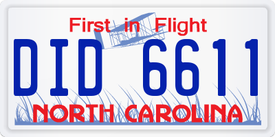 NC license plate DID6611