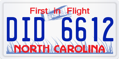 NC license plate DID6612